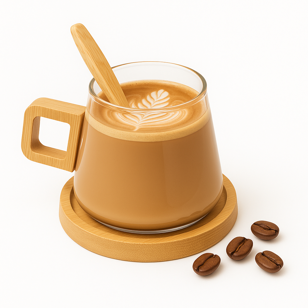 Xícara de Vidro com Pires e Colher 300ml Café Cappuccino Chá Elegante Transparente