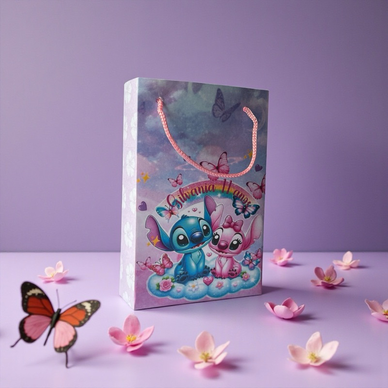 sacola stitch e angel com borboleta