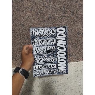 cartela de adesivos preto e branco laminados para moto carro bike bicicleta n°1 em Oferta na Shopee