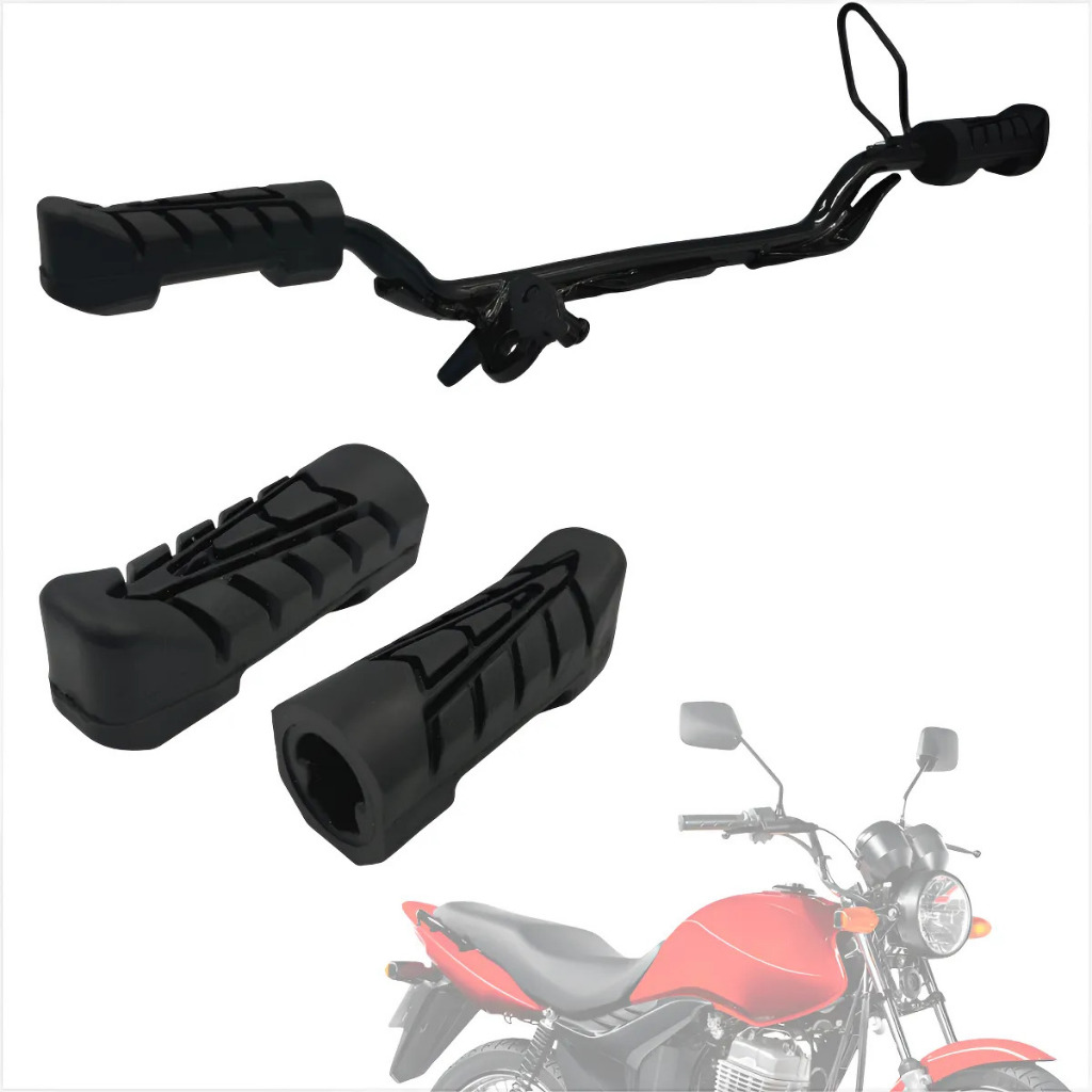 Pedal Apoio Dianteiro Estribo Honda Cg Titan Fan 160 Start + Borracha Estribo