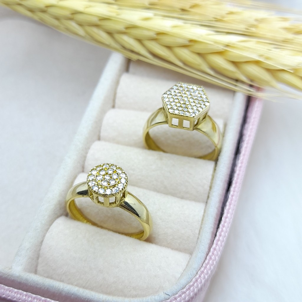 Anel Chuveiro Moeda Antiga Cravejado Zircônias Sextavado Ou Redondo em Oferta na Shopee