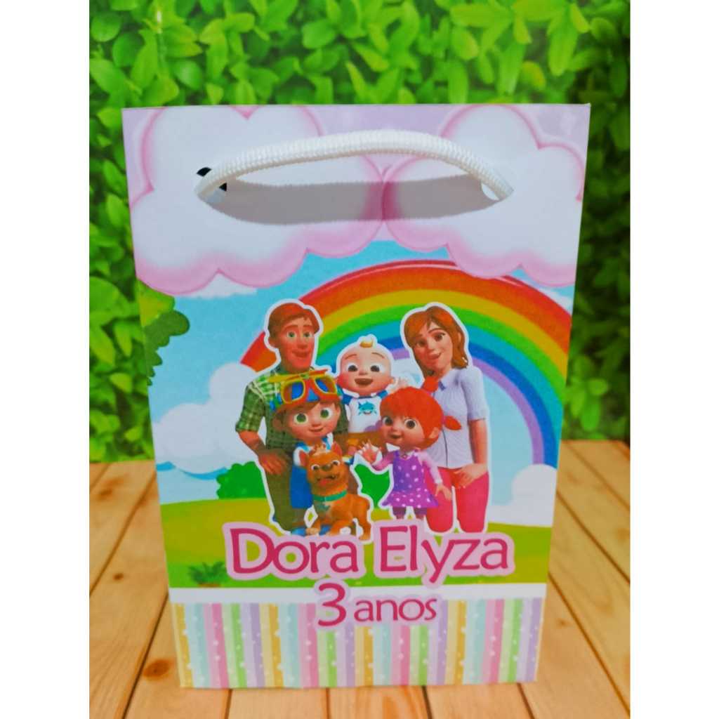 PEGUE E MONTE - SACOLINHA SURPRESA PERSONALIZADA PARA LEMBRANCINHA DE ANIVERSÁRIO TEMA COCOMELON MENINA ROSA