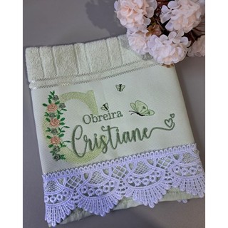toalha de mão toalha de lavabo  personalizada Bordada com renda