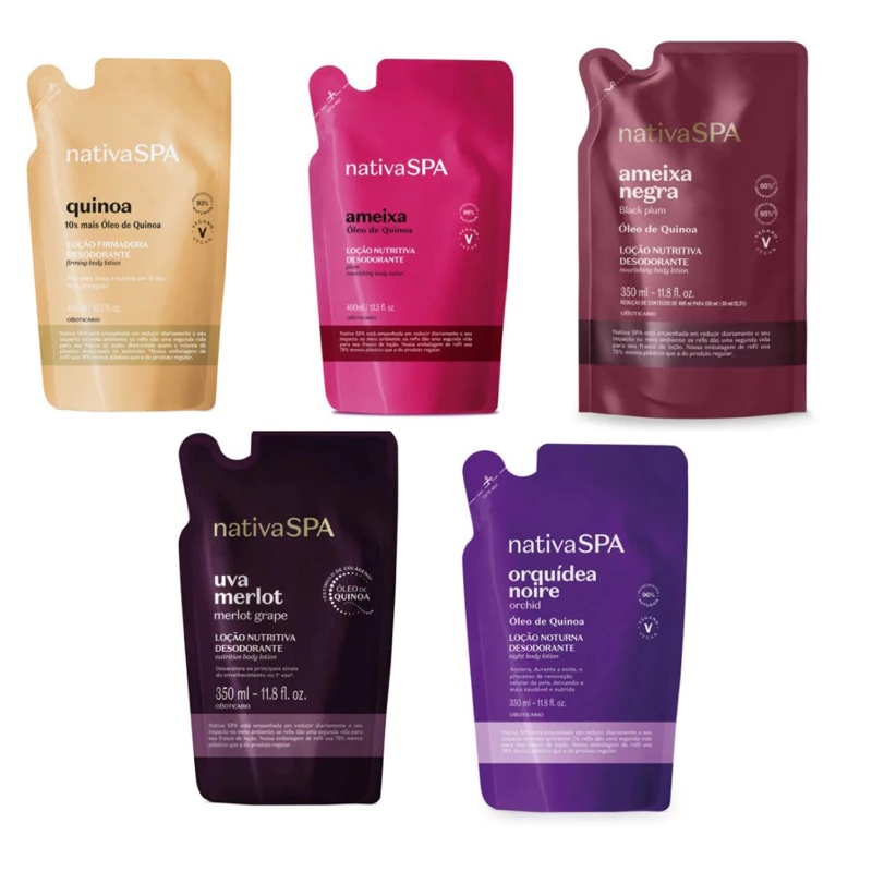 Hidratante Nativa Ameixa Negra, Ameixa, Uva merlot, Orquídea Noire ou Quinoa Refil 350ml O Boticário em Oferta na Shopee