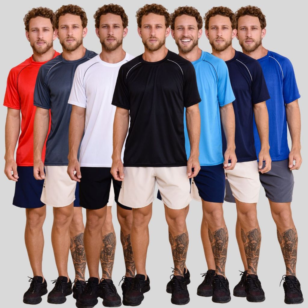 Promoção KIT-7 Camisetas  De Academia-Corrida-Treino Dry Fit Masculina  lisa Sacagem Rapida