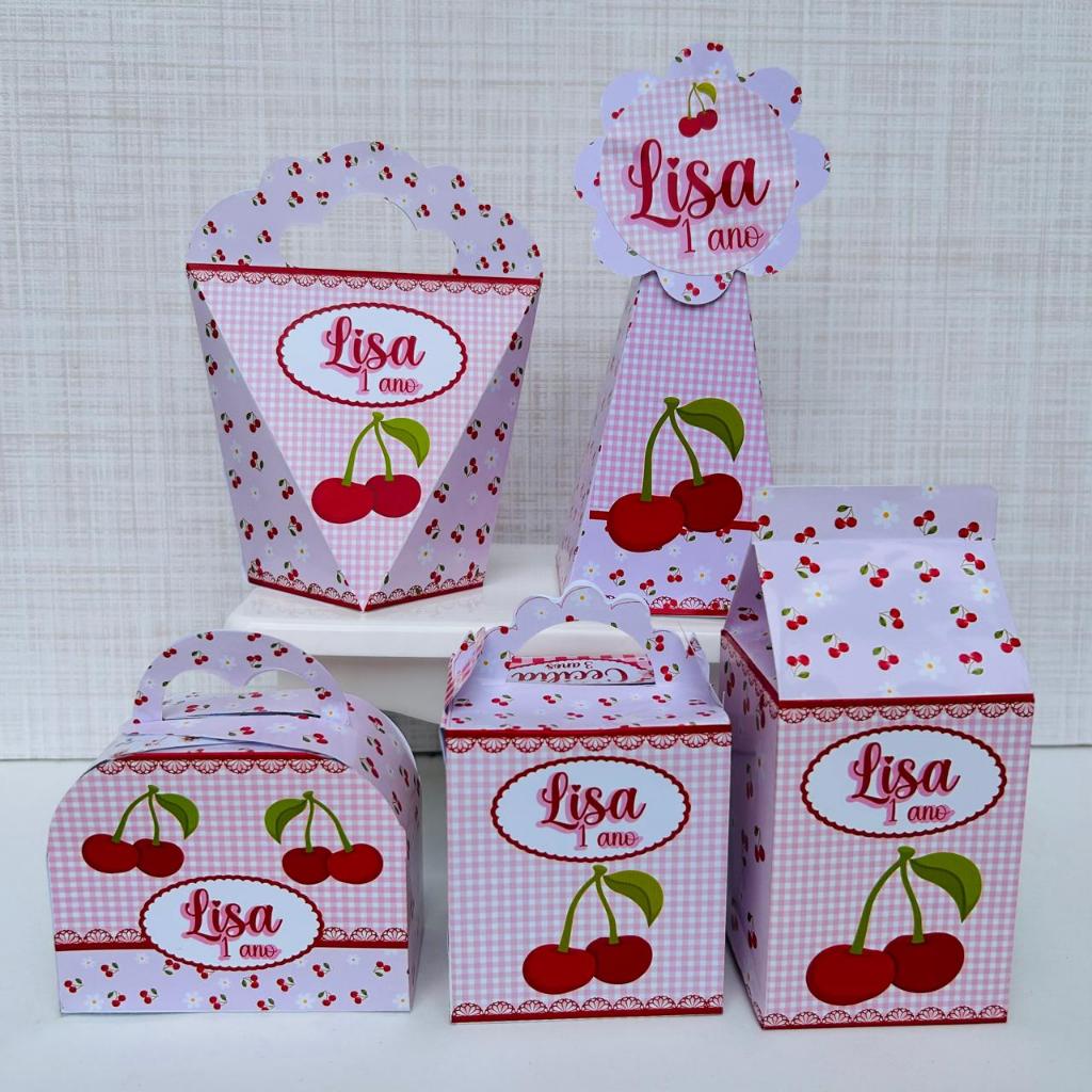 Kit Caixas Cereja/ Cerejinha Personalizada + BRINDE /Lembrancinha de Festa /Aniversário