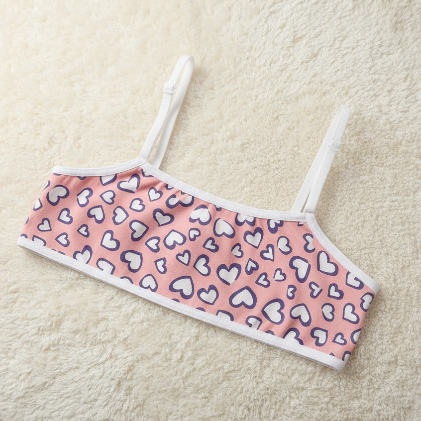 Kit c/3 Top Infantil Estampado Sem Bojo com Alça Regulável Poliamida - 6 a 11 Anos