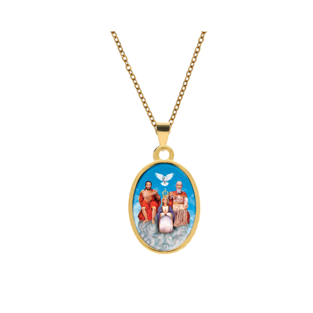 Colar Pingente Medalha São Jorge Jesus Cristo Santo Expedito Antônio São João São Francisco Folheado