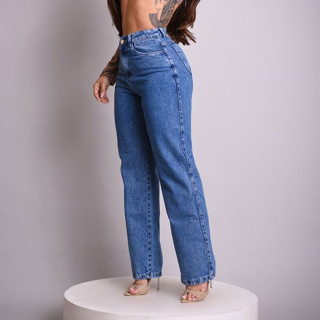 Calça Jeans Feminina Wide Leg Cintura Alta pantalona BASICA Pantalona  CINTURA ALTA em Oferta na Shopee