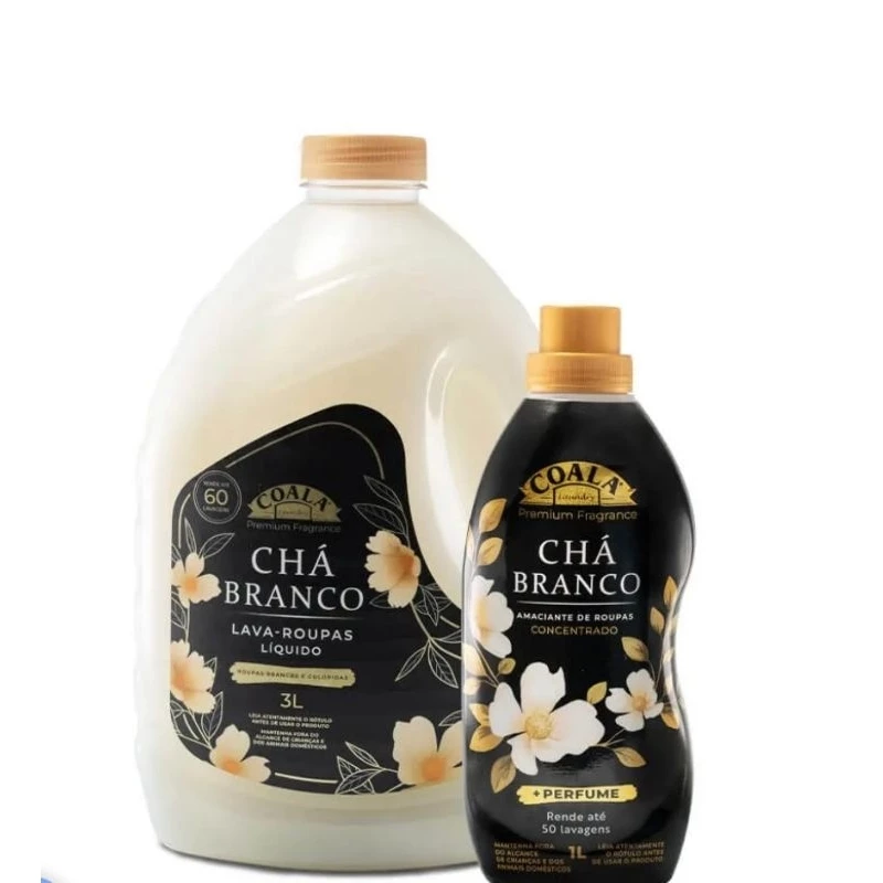 Coala Chá Branco – Lava Roupas 3, 5L  Amaciantes 1L | Perfume Premium e Maciez Incrível — imagem 1