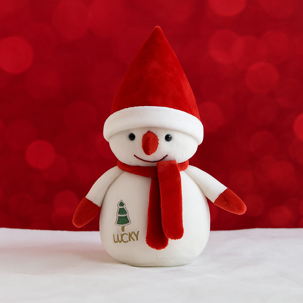 Boneco de Neve Pelúcia 22cm Urso Enfeite Natal Decoração Presente Natalino
