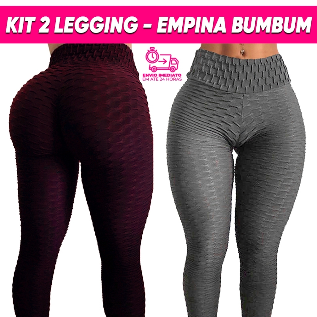 Kit2 Legging de academia Bolha Suplex Cós Alto Empina Bumbum Fitness legue suplex textura Flocada Cintura alta qualidade