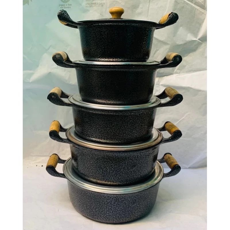 Conjunto Panelas Grandes Kit TAM 20, 22, 24, 26 e 28 Aluminio Batido Grosso Panelas Rustica
