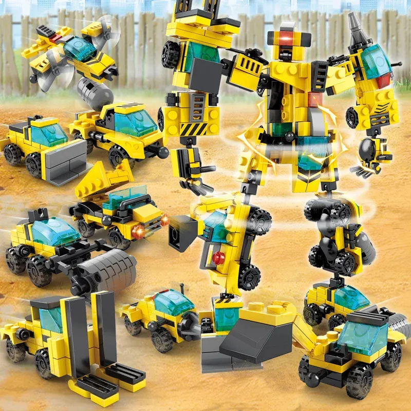 Brinquedo Truck Bots 2 em 1 Blocos de Montar BlockBrinq Brinquedo Educativo Infantil Menino