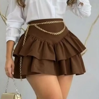 Saia Feminina  cintura alta alfaiataria cor verão dupla camada candy color 2025 feminino em Oferta na Shopee