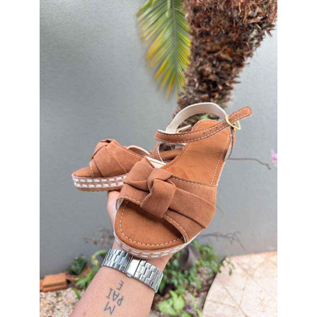 Sandália Feminina Anabela Flatform com Nó e Fivela – Confortável, Macia e Antiderrapante
