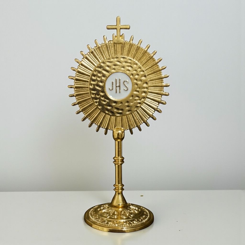 Ostensório Pequeno De Mesa Miniatura Lembrança 10cm Cor Dourado — imagem 2 de 2
