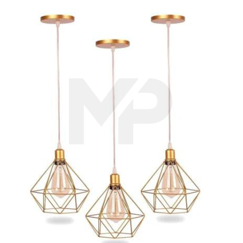 Kit 3 Pendente Aramado Diamante Luminária Lustre Teto Retro Industrial