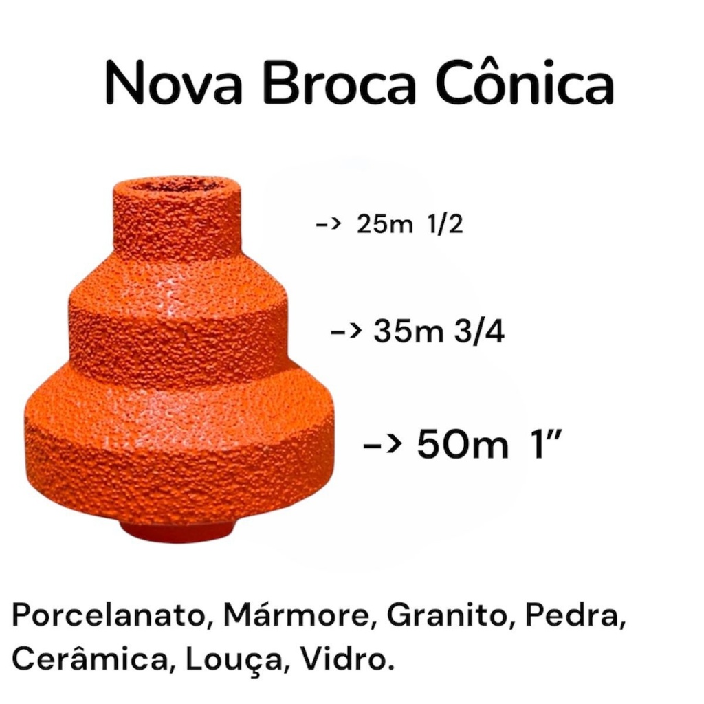 broca conica porcelanato marmore granito vidro broca fresa serra copo diamante vidia diamantada