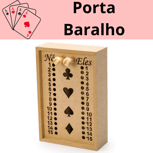 Caixa 18x12x5 organizador para baralho Duplo com marcador De Truco Em Mdf cores Cru caixa Porta Baralhos