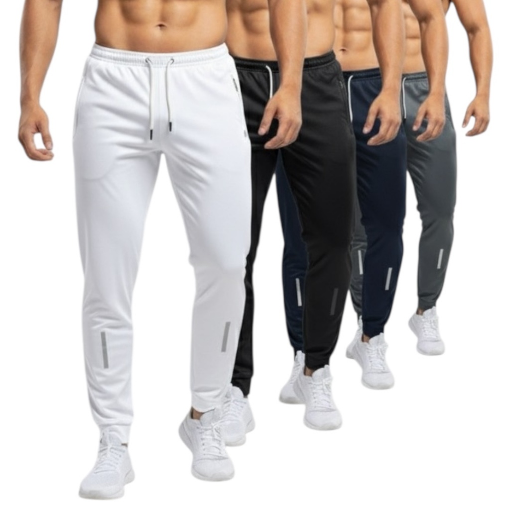 Kit 04 Calças Masculinas - Básicas - Estilo Atlético - Forrada Internamente - Ideal Para Treinar e Dia-a-Dia