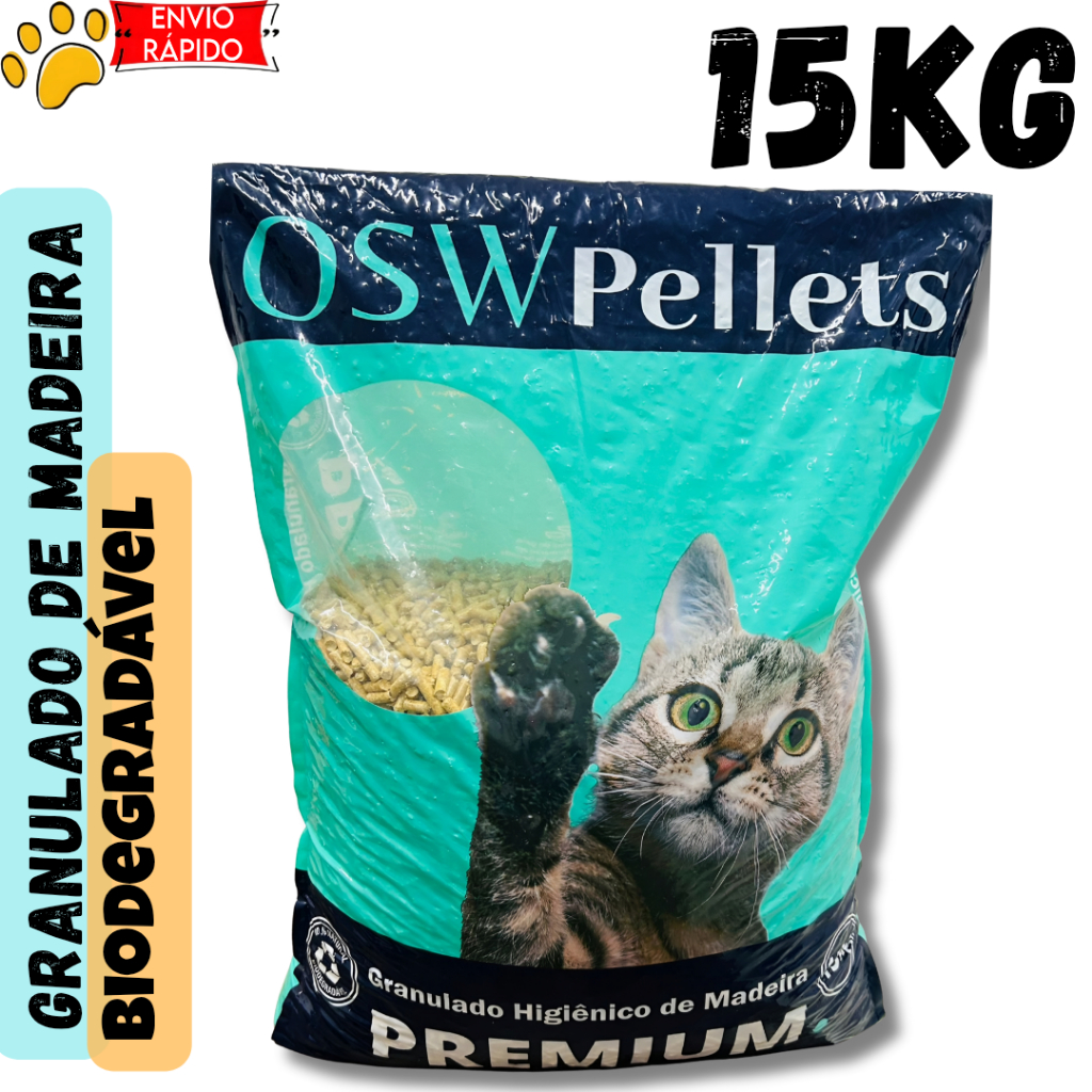 Granulado de madeira higiênico para gatos e roedores de 15kg em Oferta na Shopee