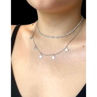 Kit Colar Riviera Astra + Colar Constelação em Aço Inoxidável Hipoalergênico Feminino Estrela Brilho