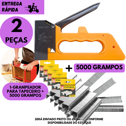 Kits Grampeador Profissional Tapeceiro + 5000 Grampo 8mm ou só Grampeador para Móveis, Estofados
