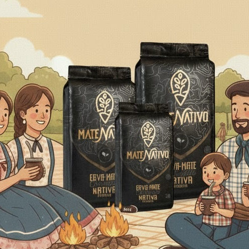 Kit 03 pcts Erva Mate - Mate Nativo Premium 1kg cada - 100% Nativa - Chimarrão Gaúcho