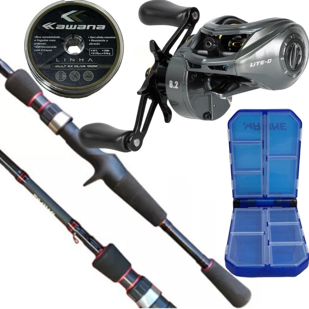 Kit Carretilha Lite c/ Vara Daiwa Strikeforce 2 Pts 8-17 Lbs
