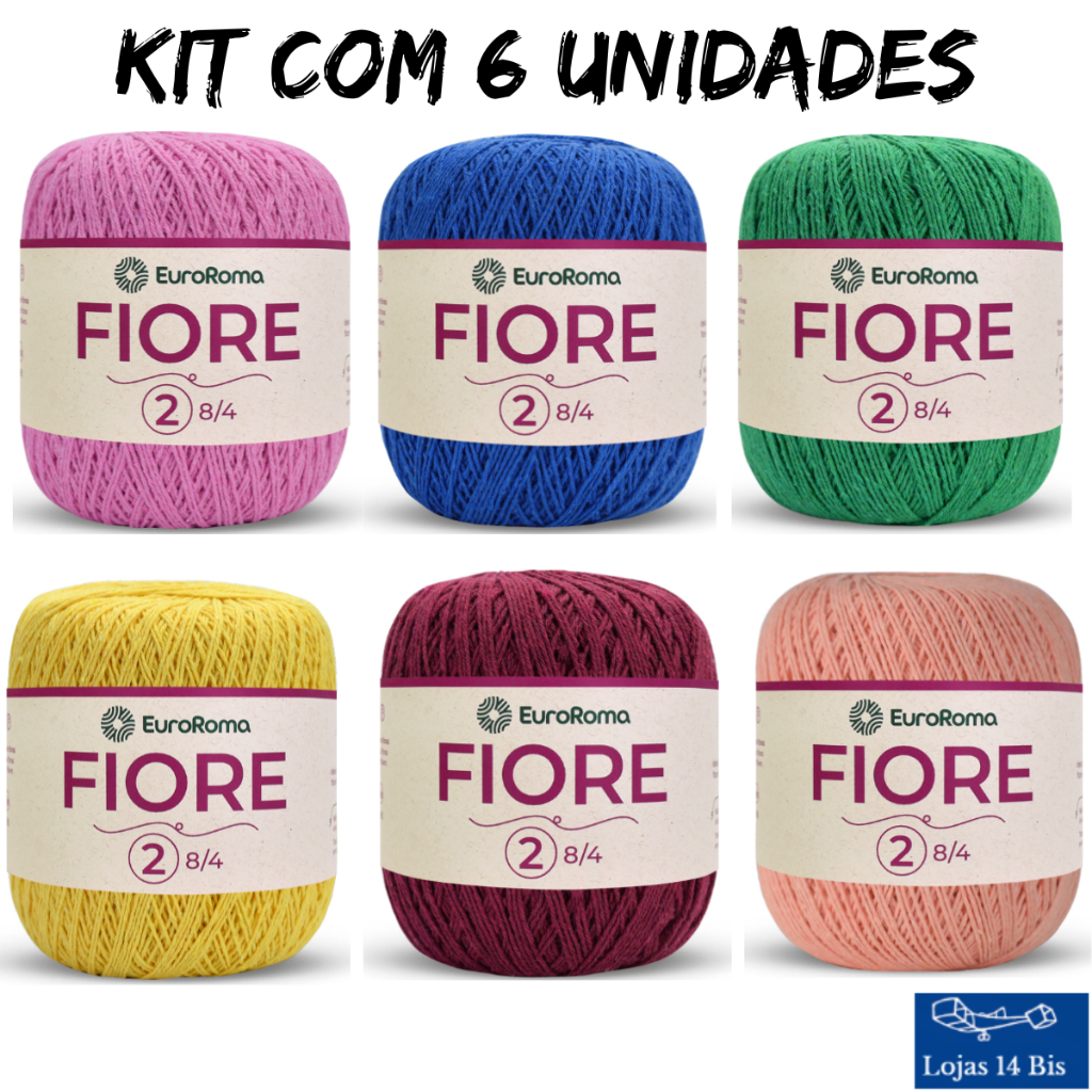 6 Rolos Linha Fiore EuroRoma 8/4 c/ 500m Rolo de 150g TEX 295 N°02 Tricô Crochê Amigurumi em Oferta na Shopee
