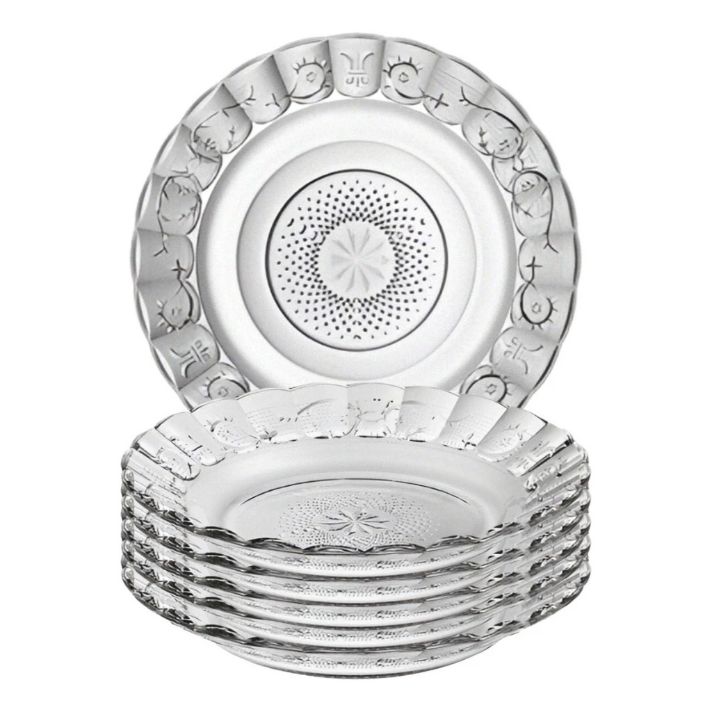 Jogo De Pratos Fundos Egípcio 6 Peças Estrela Transparente em Oferta na Shopee