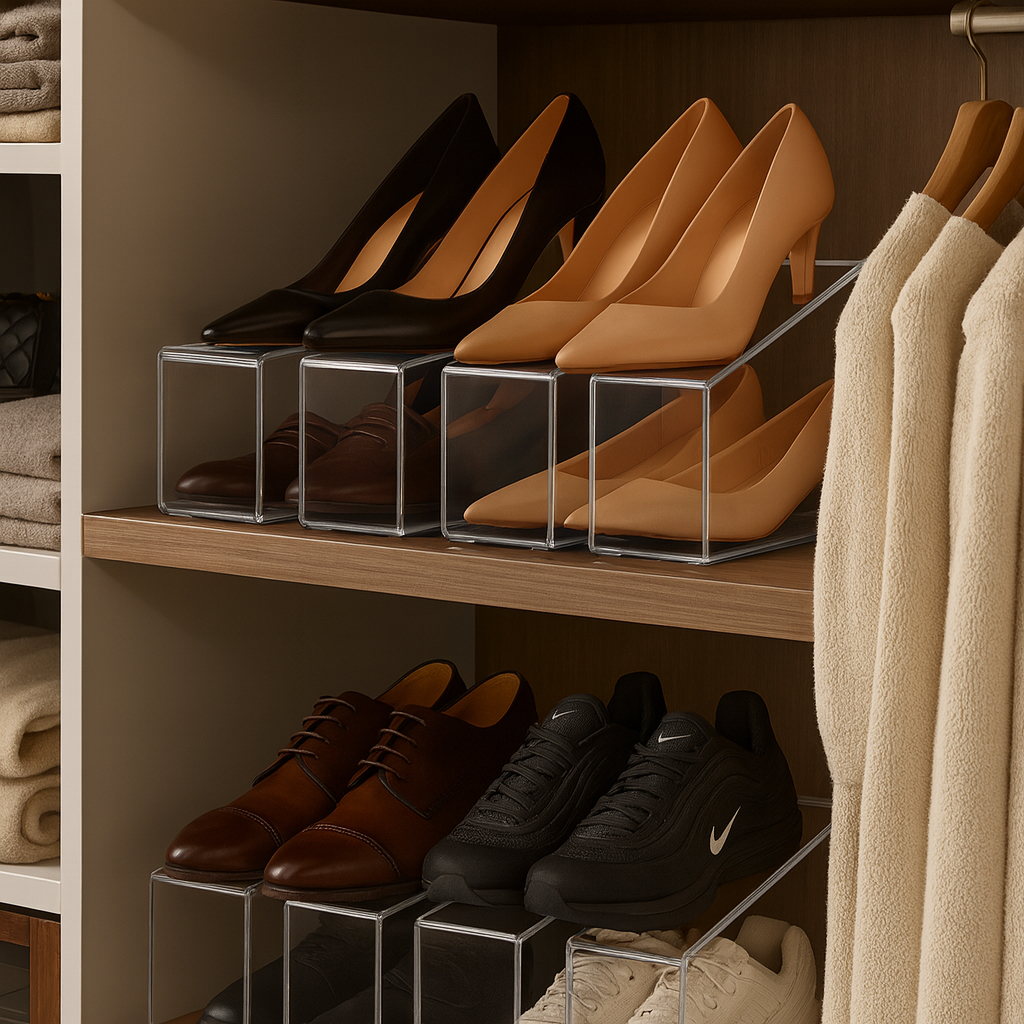 Organizador de sapatos em acrilico premium Acrílico Transparente Portátil Empilhável Prova De Poeira e Humidade — imagem 2 de 2