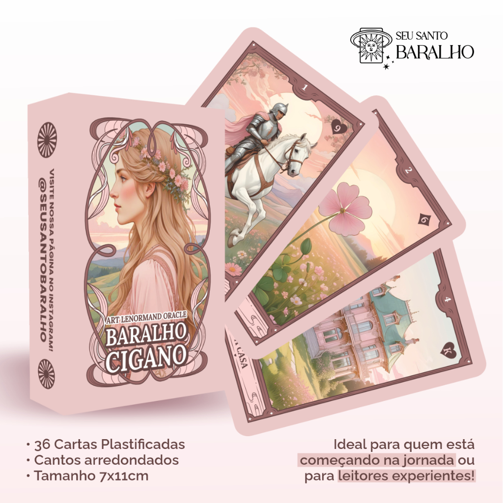 Baralho Cigano - Art Lenormand Oracle - 36 cartas plastificadas 7x11cm - Tradicional Ilustrativo em Oferta na Shopee