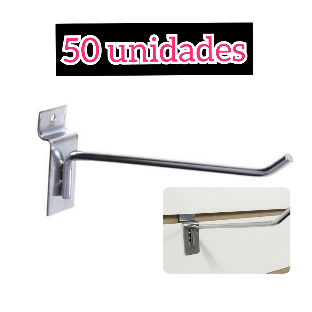 50 Ganchos Para Painel Canaletado  Expositores de variedades 5cm, 10cm, 15cm, 20cm, 25cm e 30cm em Oferta na Shopee