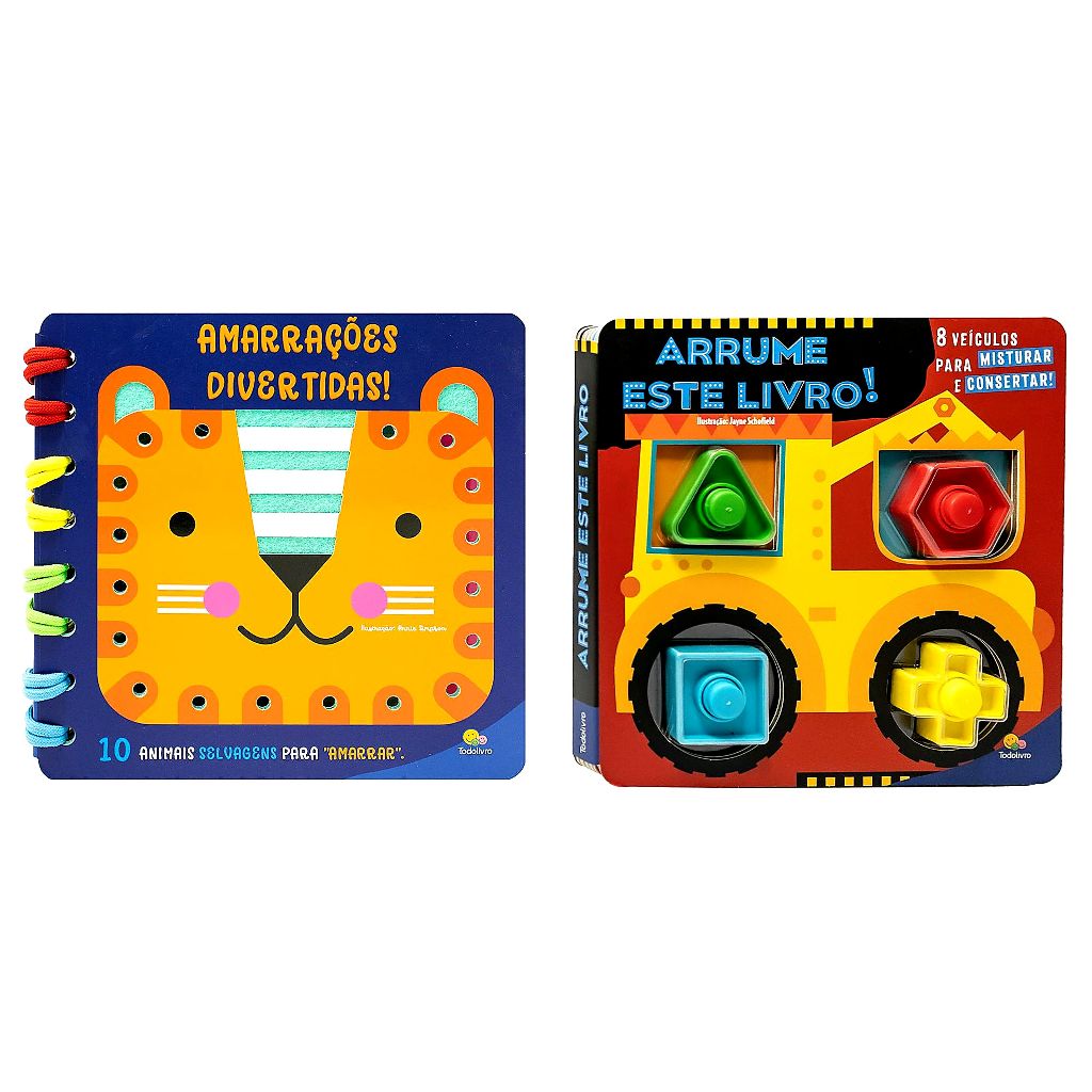 Livros Interativos para Crianças | Amarrações e Formas de Encaixe | Desenvolvimento Motor