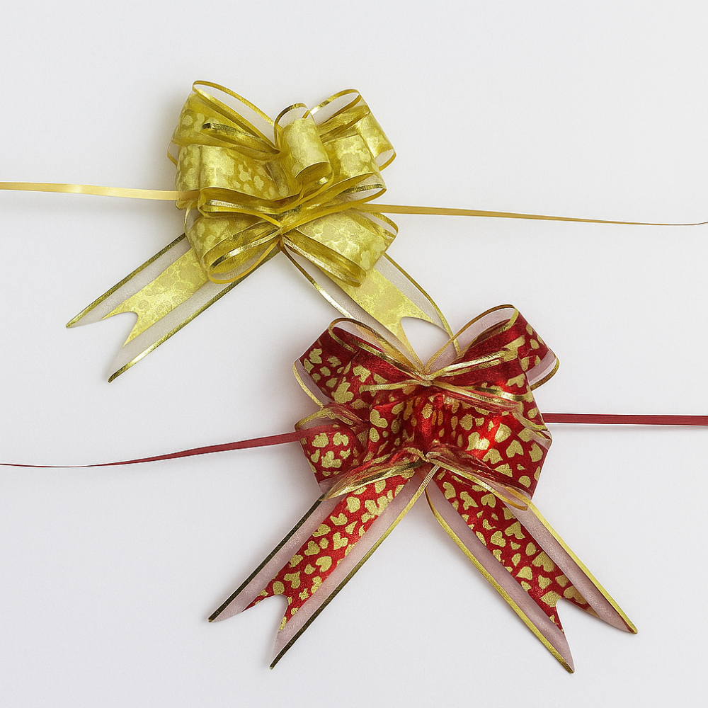 kit 50 Laços Estampo Natal organza com Poliester Tam 50mm x 74cm - 50 Laços Grandes decoração de Ano Novo