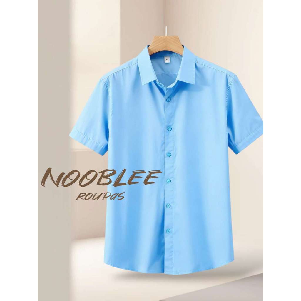 NB . camisa masculina Lisa manga curta de botão em viscolinho / Blusa masculina / camisa social