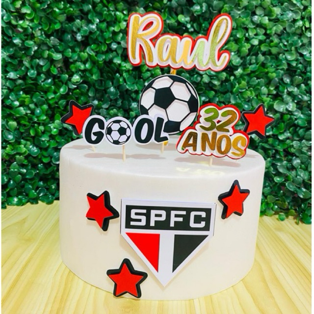 Topo de Bolo Personalizado SPFC Futebol | São Paulo Futebol Clube | Aniversário Masculino Torcedor
