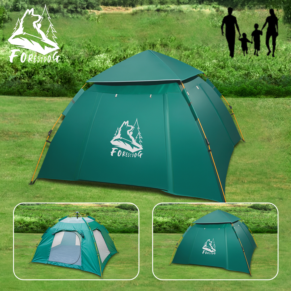Barraca Camping 4 pessoas Automatica UPF50+ Impermeavel 1500mm 215*215*145cm FORESTDOG em Oferta na Shopee