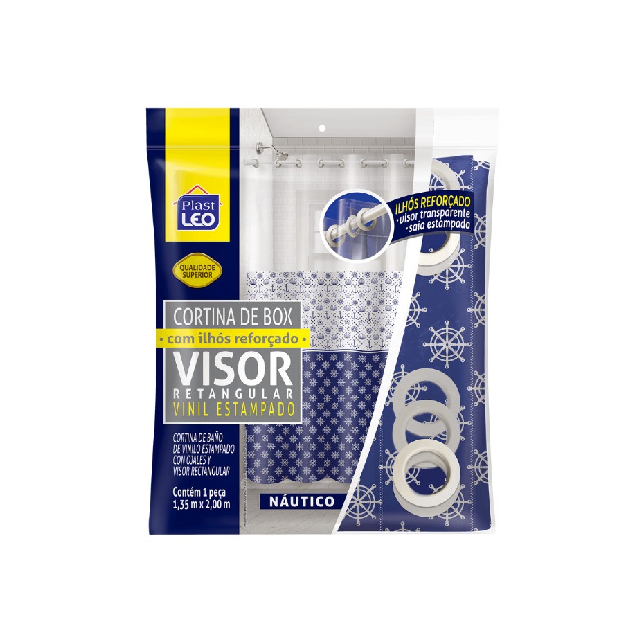 Cortina De Box Banheiro Com Ilhós 1,35m x 2,00m Com Visor Transparente E Saia Estampada em Oferta na Shopee