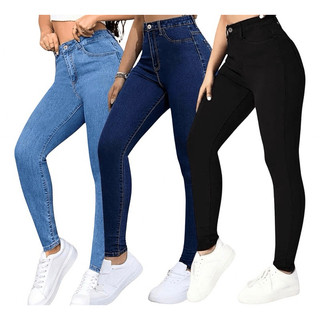 Calça Jeans Feminina Cintura Alta Shopee Gaven Modeladora Lycra Skinny Linha Premium com …