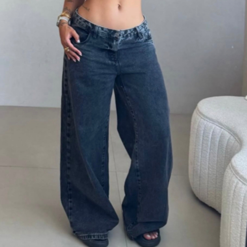 Calça Wide Leg Jeans Feminina Moderna Pronta Entrega Premium em Oferta na Shopee