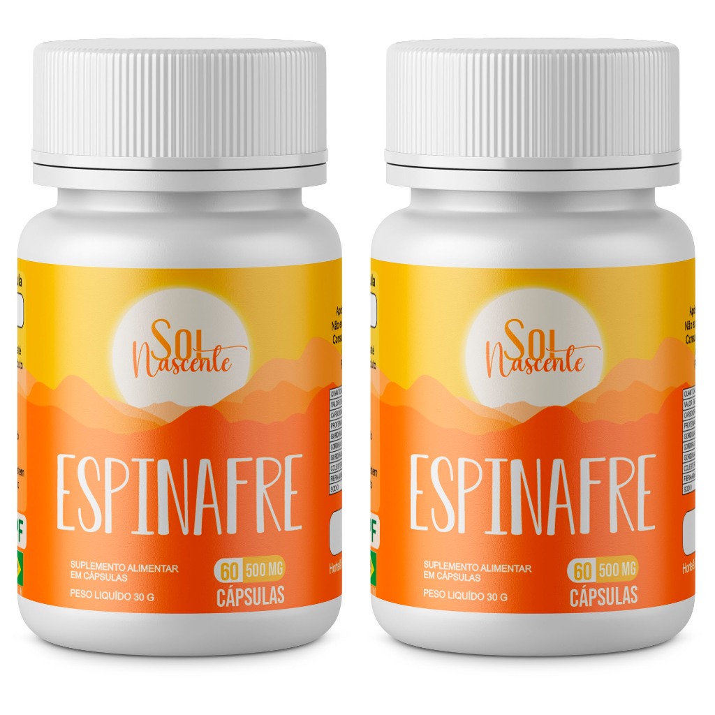 Kit 2 Potes - Suplemento de Espinafre Premium 500 mg - 60 cápsulas