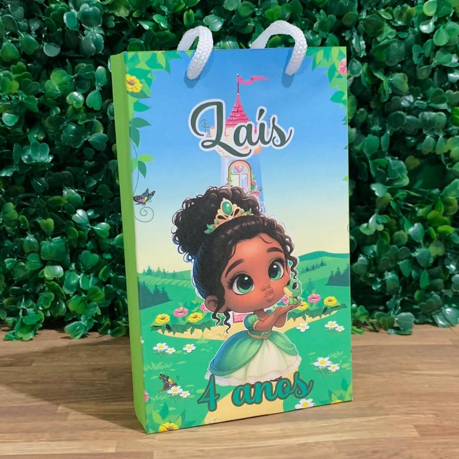 Sacolinha Personalizada A Princesa e o sapo Princesa Tiana Infantil -Festa Lembrancinhas Mimos Aniversário – Todos temas