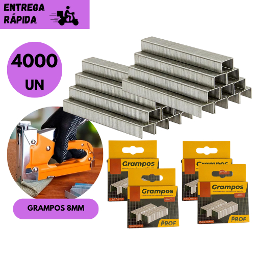 kits 4.000/3.000 ou 2.000 Un Grampo 8mm para Grampeador Tapeceiro Estofador Marcenaria Fixação Fort
