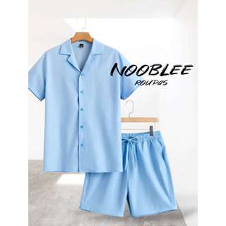 LK Conjunto Masculino Camisa Botão e Shorts Mauricinho Crepinho P M G GG em Oferta na Shopee