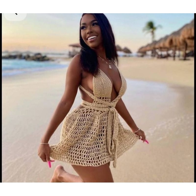 vestido de praia e uso diário vem com um foro por baixo cor de pele maria bonita