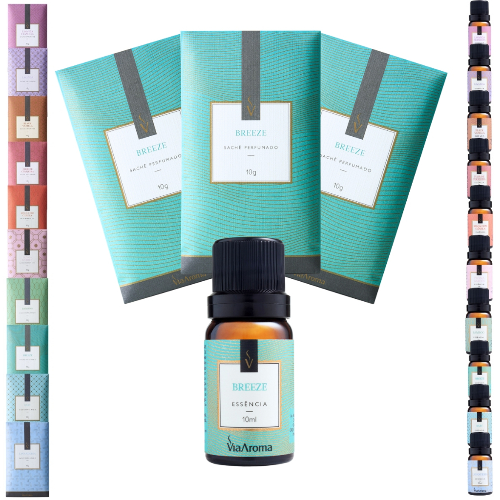 Kit Via Aroma Cheirinho para Guarda Roupa Sachê Perfumado Essência Difusor Aromatizador