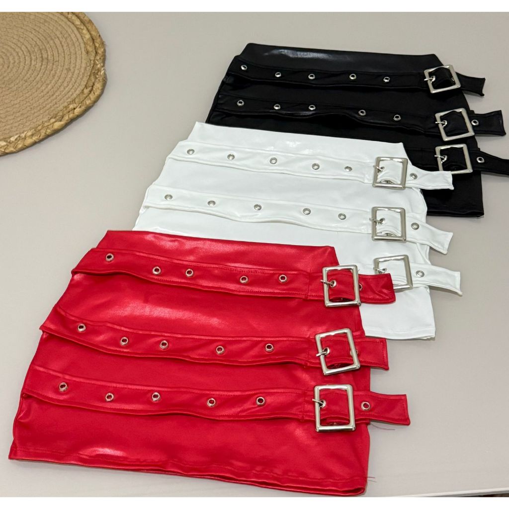 Saia Feminina Lisa Triplo Cinto em Cirrê Acetinado em Oferta na Shopee